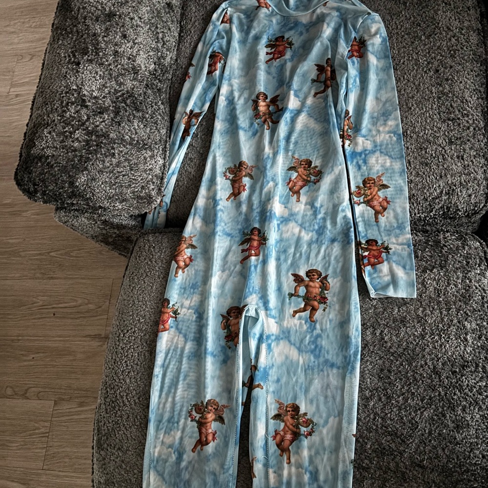 Blue Angel Mesh Print Jumpsuit